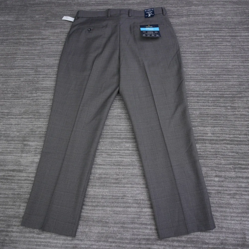 Stafford Dress Pants CoolMax Men Gray Wool Blend Classic New 37x30 Fit (39x29.5)